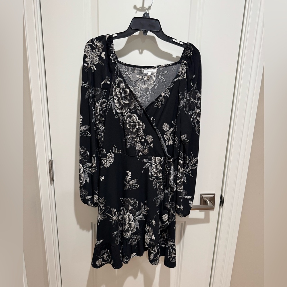 Maurice’s Floral Black and White Wrap Dress